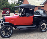 Rigtig flot veteran bil Ford T van 1925 rød med lad - stor reklame værdi